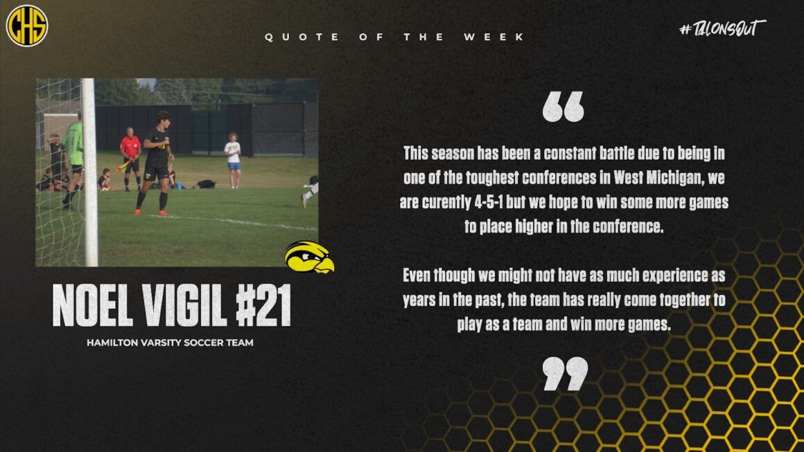 Boys Soccer Quote of the Week from Noel Vigil
