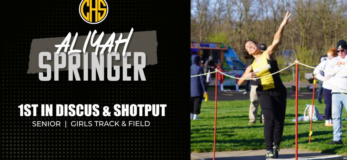 Aliyah Springer 1st Place in Discus and Shot Put vs Unity Christian