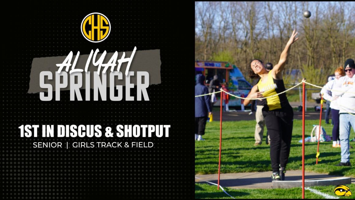 Aliyah Springer 1st Place in Discus and Shot Put vs Unity Christian