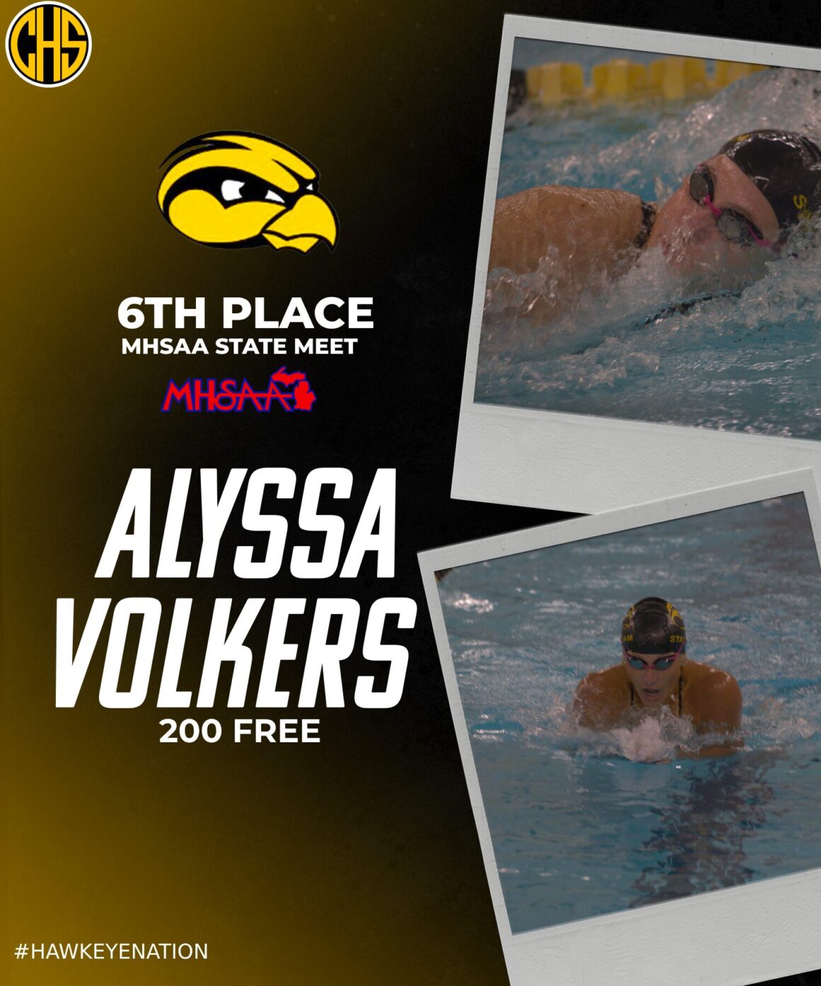 Alyssa Volkers 200 Free 6th place