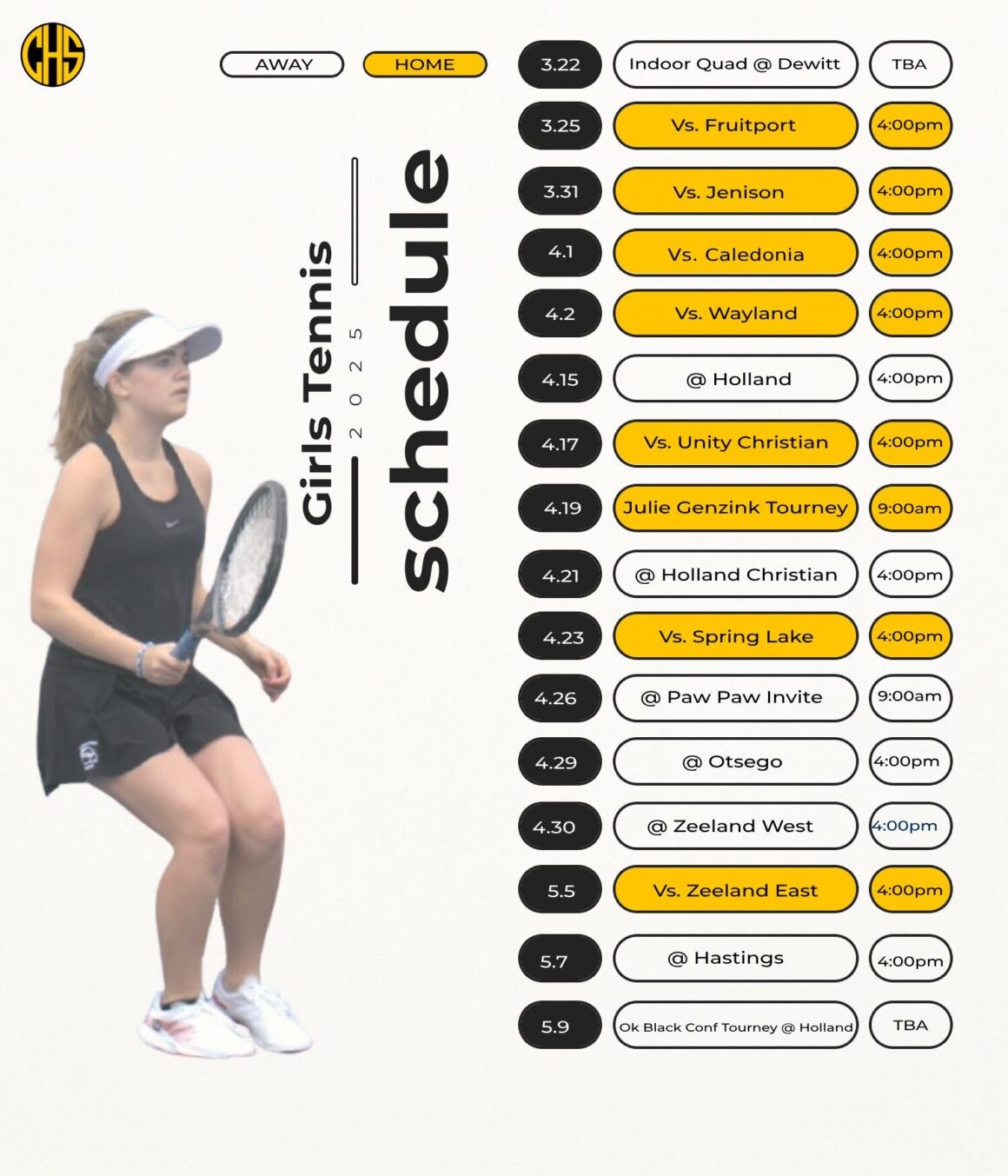 Girls Tennis Season Schedule