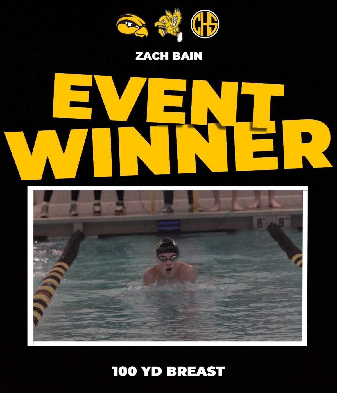 Event Winner 100 yd Breast : Zach Bain